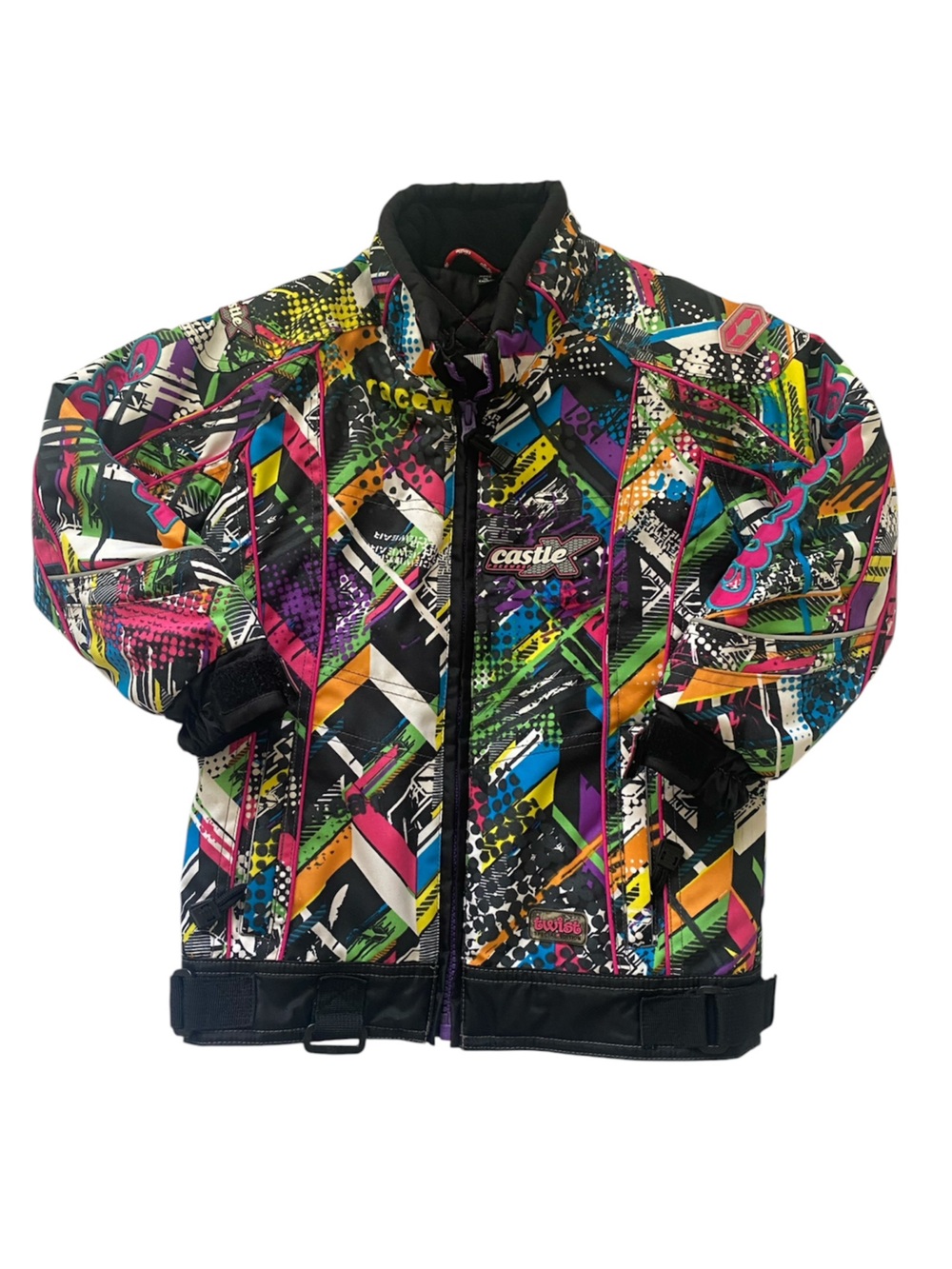 Castle X Racewear Kid's Multicolor Snowmobiling Coat - Bold Geometric Print